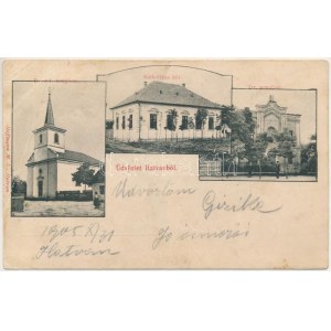 1905 Hatvan, Református templom, Katolikus kör, Izraelita templom, zsinagóga. Hoffmann M. L. kiadása (EB...