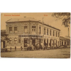 1916 Hatvan, Fő tér, Susitzky Soma, Lustig Dávid és Wahl S. üzlete, piac (Rb)