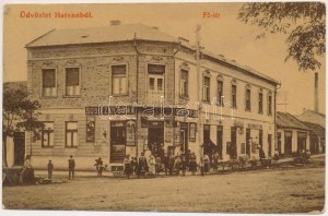 1916 Hatvan, Fő tér, Susitzky Soma, Lustig Dávid és Wahl S. üzlete, piac (Rb)