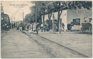 1917 Inárcs-Kakucs, vasútállomás, vonat, gőzmozdony, lovashintó. W.L. Bp. (Rb)