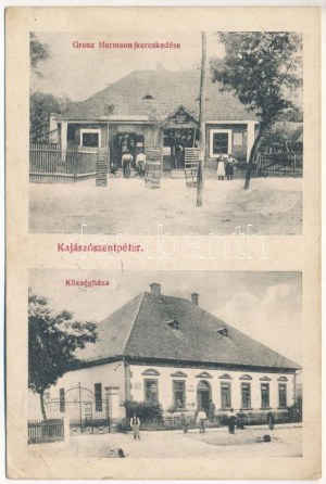 1917 Kajászó, Kajászószentpéter (Martonvásár) ; Községháza, Grosz Hermann üzlete (EB)