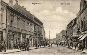 1915 Kaposvár, Korona utca, Spitzer Samu, Dietrich, Kertész, Stampfer és Popper, Szabó Lipót üzlete és saját kiadása ...