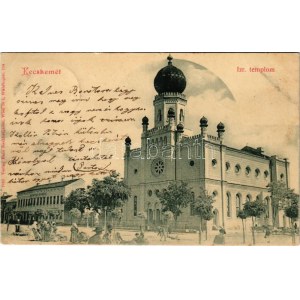 1899 (Vorläufer) Kecskemét, Izraelita templom, zsinagóga, piac. Hans Nachbargauer kiadása (EK)