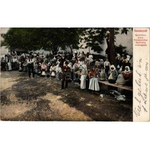 1911 Kecskemét, Gyümölcs piac, gyümölcs csomagolása (EK)