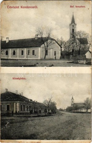 Kenderes, Református templom, Községháza (b)