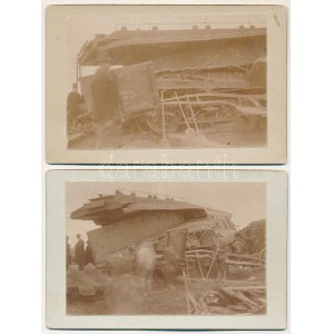 1907 Kiskundorozsma (Szeged), Dorozsmai vasúti katasztrófa 1907. április 12-én, szétzúzott vonatszerelvények ...