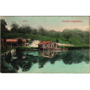 1913 Lengyeltóti, Kék tó, strand. Herczl Ignátz kiadása