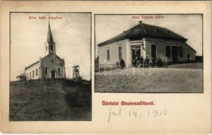1913 Mesterszállás (Mezőtúr), Római katolikus templom, Paul Katalin üzlete...