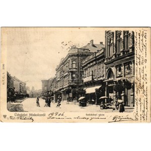 1904 Miskolc, Széchenyi utca, Grand Hotel Seper szálloda, Fonciere Pesti Biztosító Intézet fiókja, piac, üzletek (fl...