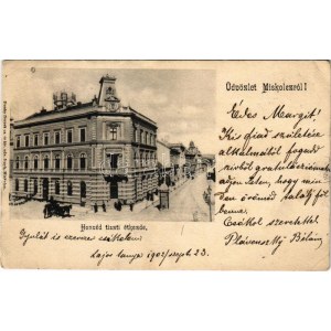 1902 Miskolc, Honvéd tiszti étkezde. Dunky fivérek kiadása (gyűrődések / Falten)