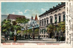 1901 Miskolc, Erzsébet tér, Kossuth szobor (vágott / cut)