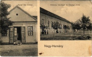 Nagyharsány (Siklós), Eisner féle áruház üzlete, Rákóczy vendéglő, községi iroda (Rb)