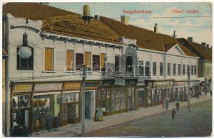 1910 Nagykanizsa, Fő út, Gazdasági Takarékpénztár, Lustig József fia, Petermann, Wollák, Berény József és Fia...