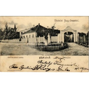 1903 Nagyoroszi, Gróf Berchtold kastély és fürdőbejárat. Hoffmann Dávid kiadása (fl)