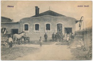 1921 Okány (Békés), Artézi fürdő lovasszekérrel (EK)