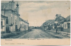 1906 Orosháza, Izraelita templom, zsinagóga, Nagy utca. Pless N. kiadása + 