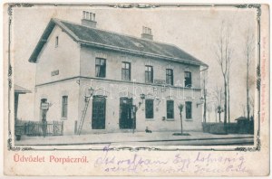 Porpác, Porpácz (Bögöt); Vasútállomás, létra. Arthur von Steegmüller Photograph in Wien. Art Nouveau (fl...