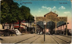 Püspökladány, Vasútállomás. Vasúti levelezőlapárusítás 1. sz. 1915. (EM)