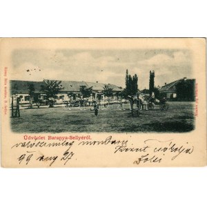 1899 (Vorläufer) Sellye, Baranyasellye; Fő tér, üzlet. Rónay Béla kiadása