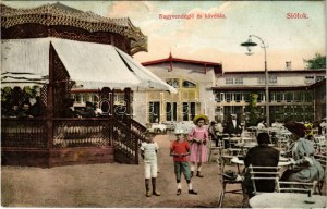 1912 Siófok, Nagyvendéglő és kávéház, zenepavilon, fürdővendégek