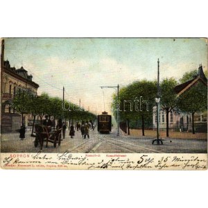 1905 Sopron, Kossuth út, villamos. Kummert L. utóda kiadása (kopott sarkak / angoli consumati)