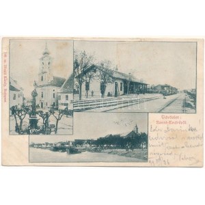 1899 (Vorläufer) Szentendre, Szent-Endre; vasútállomás, vonat, Szerb templom, látkép. Divald Károly 143. sz. (EB...