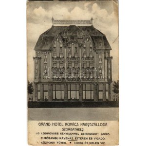 Szombathely, Grand Hotel Kovács Nagyszálloda, kávéház, étterem és vigadó reklámlapja (fl)