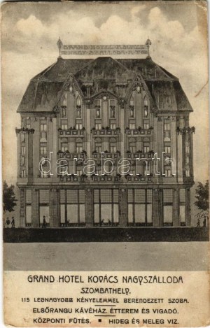 Szombathely, Grand Hotel Kovács Nagyszálloda, kávéház, étterem és vigadó reklámlapja (fl)