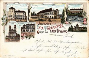 1897 (Vorläufer!) Tata, Tata-Tóváros; Vár, Grófi kastély, Kegyesrendi gimnázium, Római katolikus templom, Városháza...