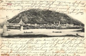 1912 Tokaj, látkép, híd, tutajok. Fränkel Dezső kiadása (fl)