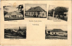 1933 Tolmács (Nógrád), Herzfeld kastély, vasútállomás, Római katolikus templom és iskola, Hősök szobra...