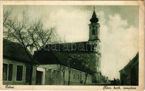 1927 Tolna, Római katolikus templom, üzlet. Özv. Bauer Ádámné kiadása (EK)