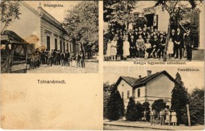 1931 Tolnanémedi, községháza, vasútállomás, Hangya üzlete és saját kiadása (fl)