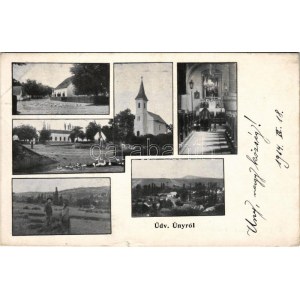 1914 Úny (Esztergom), templom belseje, utca és tér...