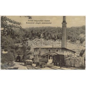 1910 Anina, Oravica-Anina, Oravita-Anina; Aninai vasúti hegyipálya részlet, Krassovai alagút áttekintettel, hajtány...