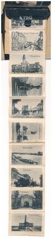 Arad. Postás leporellolap 10 kis képpel, Bloch H. kiadása / Postman leporellocard with 10 mini pictures (EB...