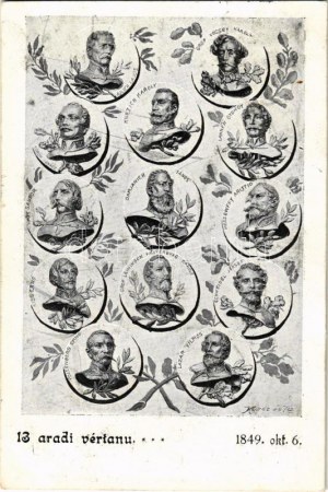 1899 (Vorläufer) Arad, 13 aradi vértanú... 1849. října 6. Kurcz és Társa / The 13 Martyrs of Arad (EK...