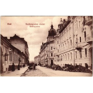 1910 Arad, Széchenyi utca, Szántay palota, Szirmai és Társa üzlete. Ifj. Klein Mór kiadása / vista stradale, palazzo...