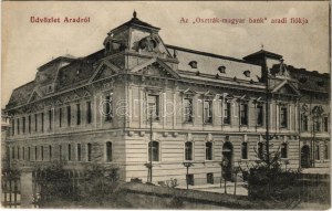 Arad, Az Osztrák-magyar bank aradi fiókja. Kerpel Izsó kiadása / banka