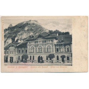 1904 Barcarozsnyó, Rozsnyó, Rosenau, Rasnov; Hotel u. Burg, Gasthaus zur Rosenauer Burg / Szálloda Barcarozsnyó várához...