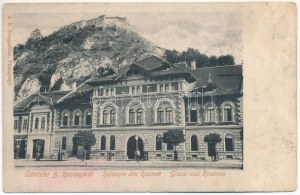 1904 Barcarozsnyó, Rozsnyó, Rosenau, Rasnov; Hotel u. Burg, Gasthaus zur Rosenauer Burg / Szálloda Barcarozsnyó várához...