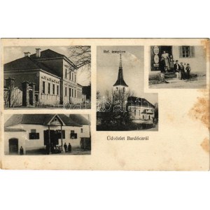 1912 Bardóc, Bradut; Református templom, községháza és csendőr laktanya, fogyasztási szövetkezet üzlete...
