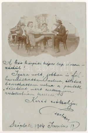 1904 Berettyószéplak, Bihar-Széplak, Széplak, Suplacu de Barcau; italozó férfiak / men drinking. foto (fl...