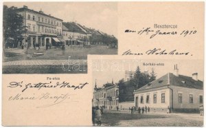 1909 Beszterce, Bistritz, Bistrita; Kórház utca, Fa utca, Kollmann és Keresztes üzlete. Bartha Mária kiadása ...