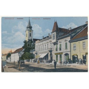 1918 Beszterce, Bistritz, Bistrita; Kórház utca, Sahling szálloda, Bartha Mária üzlete és saját kiadása / Spitalgasse ...