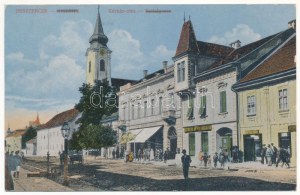 1918 Beszterce, Bistritz, Bistrita; Kórház utca, Sahling szálloda, Bartha Mária üzlete és saját kiadása / Spitalgasse ...