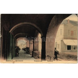 1912 Beszterce, Bistritz, Bistrita; Kornmarkt / Búzaszer / market, pohľad z ulice (EB)