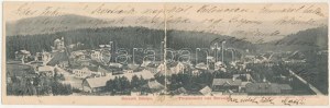 1903 Borszék, Borsec; 2-részes kihajtható panorámalap. Soós kiadása / 2 pannelli panoramici pieghevoli (fa...