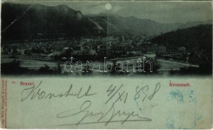 1898 (Vorläufer) Brassó, Kronstadt, Brasov; látkép este. Wilh. Hiemesch kiadása / general view at night (EB...