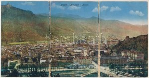 1917 Brassó, Kronstadt, Brasov; 3-részes kihajtható panorámalap. / 3-ti dlaždicová skládací panoramacard (r...